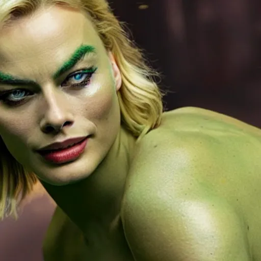 Prompt: margot robbie as hulk