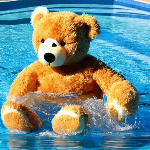 Image similar to teddy bear playing in the pool