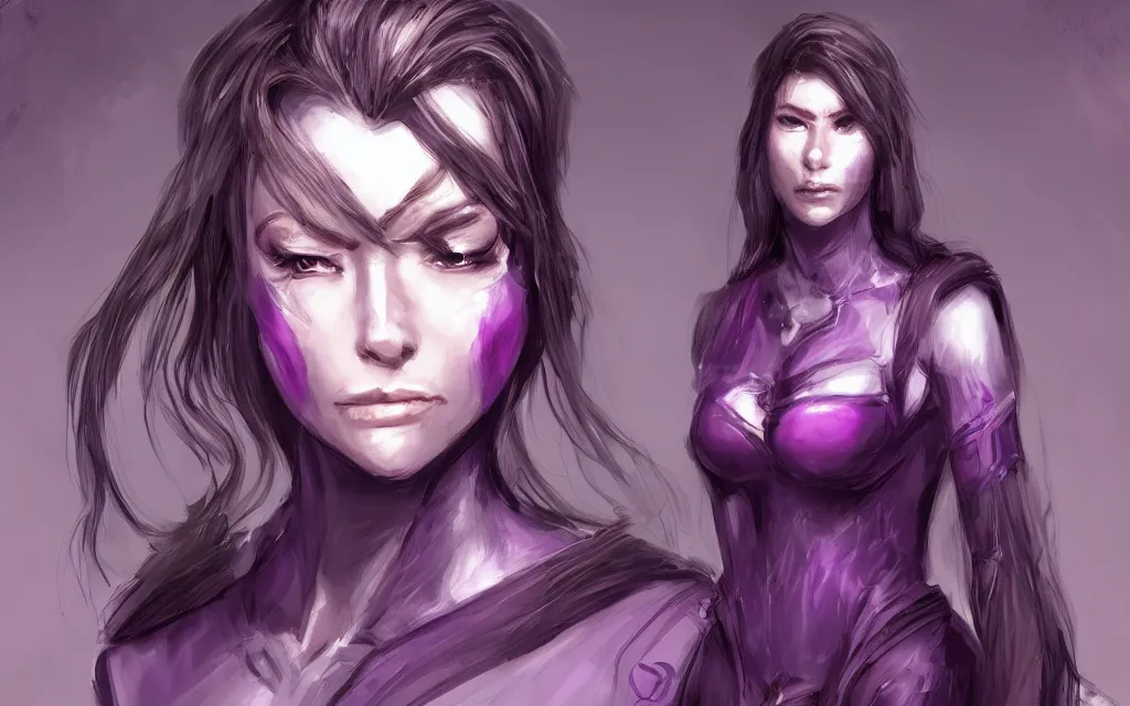 Image similar to valorant, concept art, purple, female, HD,