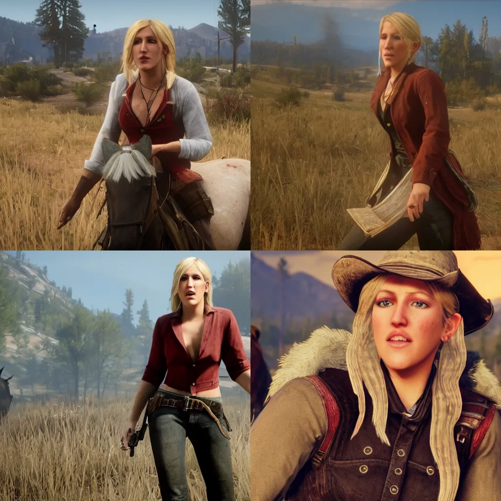 Prompt: Ellie Goulding in Red Dead Redemption 2