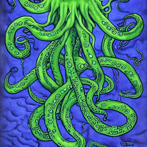 Image similar to tentacles, cthulhu, drawn by araki hirohiko