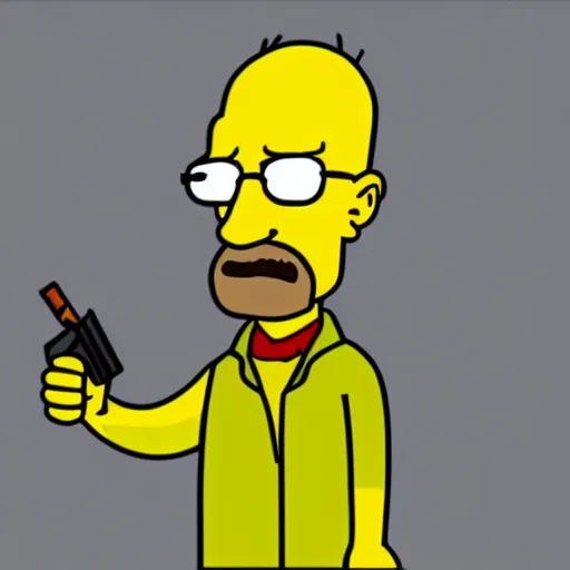 Image similar to walter white from breaking bad as simpson character
