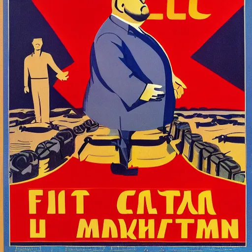 Image similar to fat don cryptonium, soviet propaganda poster, vivid colors