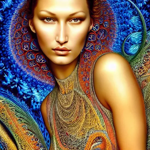 Image similar to Bella Hadid by Alex Grey and Karol Bak