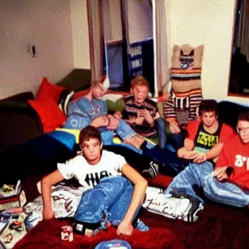 Image similar to 90s teenage boy's sleepover. Memories, Retro.