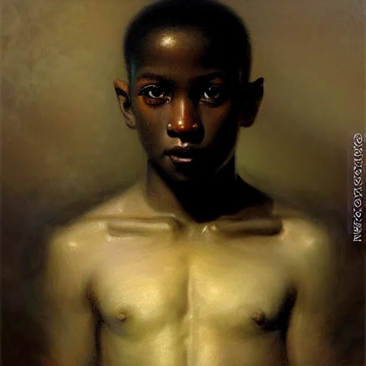 Image similar to a portrait of a good - lookiung black boy god,, high detail, cleary see face, by gaston bussiere, bayard wu, greg rutkowski, odd nerdrum, maxim verehin, dan dos santos, masterpiece, sharp focus, cinematic lightning - h 7 6 8