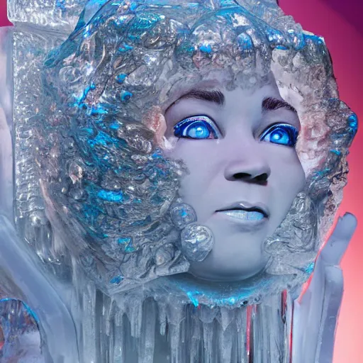 Image similar to a highly detailed ice sculpture of bjork medulla