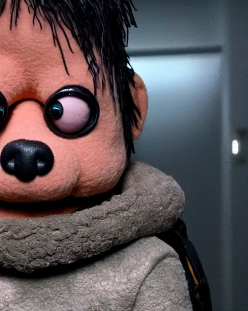 Image similar to death stranding sam as a muppet. highly detailed felt. hyper real photo. 4 k.