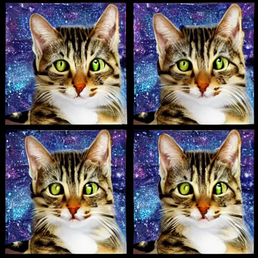 Prompt: galactic tabby, meme template, (((((((((words)))))))))