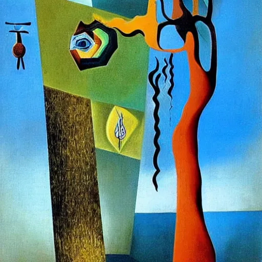 Image similar to A beautiful tree, surrealist, cubism, famous artwork by Salvador Dalí