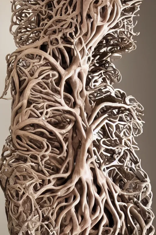 Prompt: A human placenta sculpture branching to infinity. Ultra detailed design by Gaudí