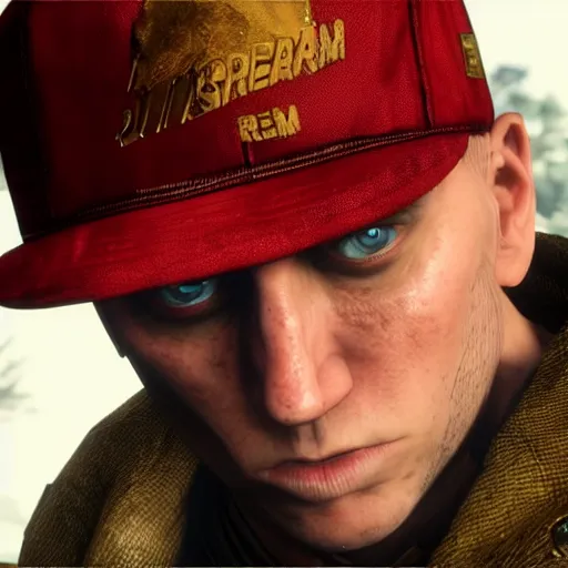 Image similar to Eminem in red dead redemption 2 4k detail