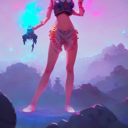 Image similar to a beautiful raver girl in crop top, concept art by pete mohrbacher and guweiz and ilya kuvshinov, digital art, highly detailed, intricate, sharp focus, trending on artstation hq, deviantart, unreal engine 5, 4 k uhd image