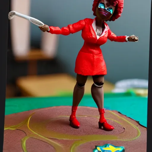 Prompt: maya angelou winning wimbledon, stop motion vinyl action figure, plastic, toy, butcher billy style