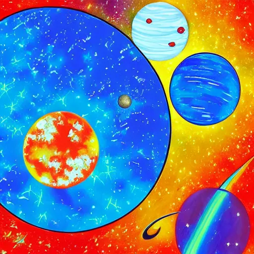 Prompt: “ painting of space and planets, highly textured. ”