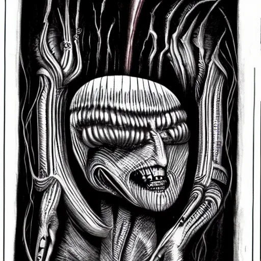 Image similar to donald trump red hair by hr giger