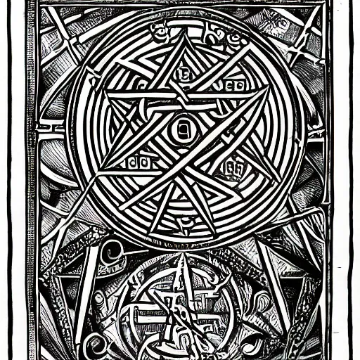 Prompt: the sigil of power, an alchemical art illustration, medieval manuscript illustration, occult art, alchemical diagram, sacred geometry, low contrast!, very detailed technical drawing