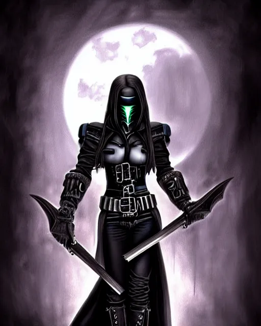 Prompt: bounty hunter, a digital painting by anne stokes, deviantart contest winner, gothic art, gothic, goth, dark and mysterious