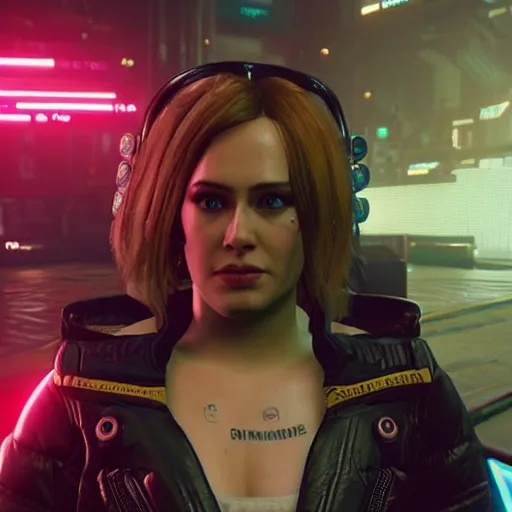 Image similar to an in-game screenshot of Adele in Cyberpunk 2077