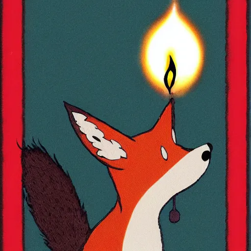 Image similar to a fox with candle head by studio ghibli