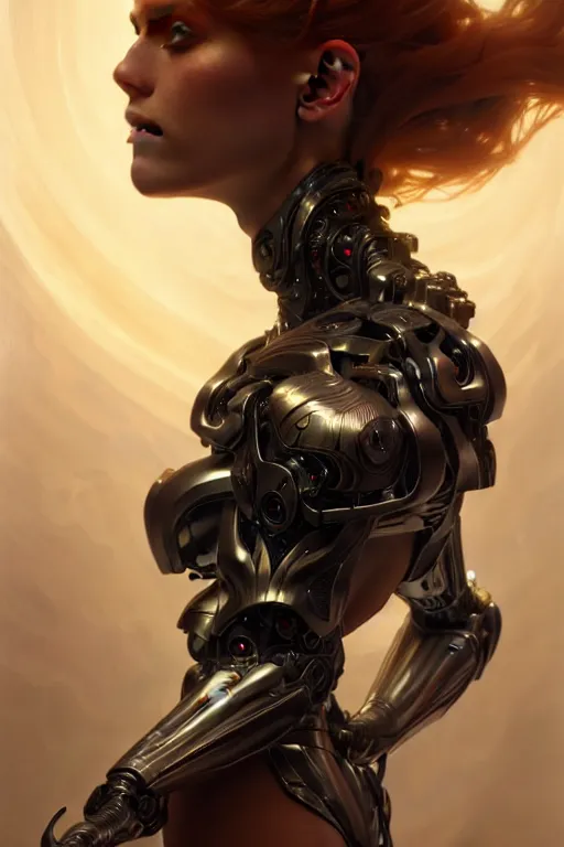 Image similar to organic cyborg female diffuse lighting, fantasy, intricate, elegant, highly detailed, lifelike, photorealistic, digital painting, artstation, illustration, concept art, smooth, sharp focus, art by john collier and albert aublet and krenz cushart and artem demura and alphonse mucha