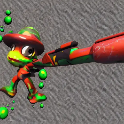 Prompt: a 3 d render of a splattershot, splatoon