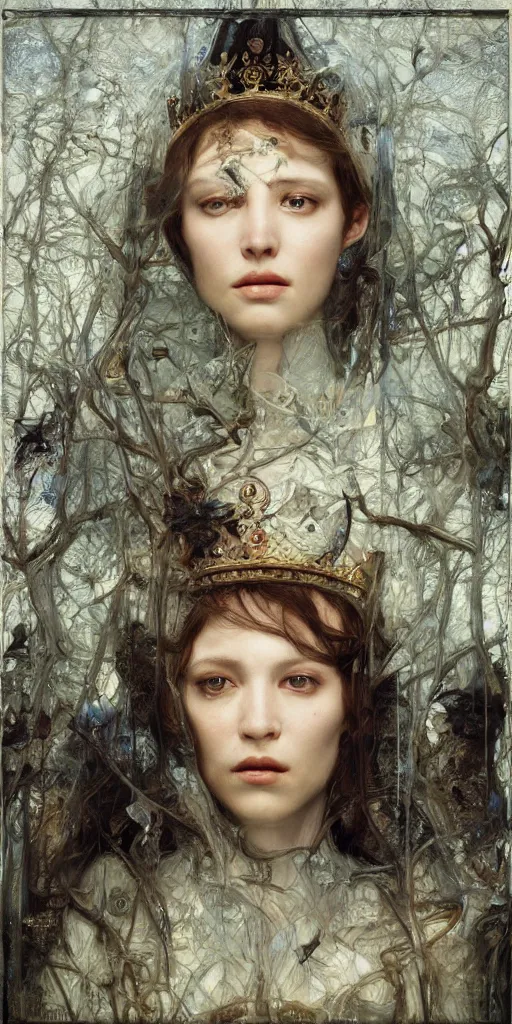Prompt: queen in a glass prison, masterpiece by edgar maxence and ross tran and michael whelan, gustav dore, 8 k, octane render
