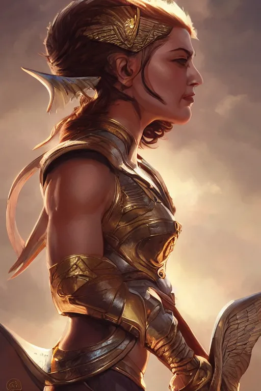 Image similar to amazon valkyrie athena, d & d, fantasy, portrait, highly detailed, headshot, digital painting, trending on artstation, concept art, sharp focus, illustration, art by artgerm and greg rutkowski and magali villeneuve