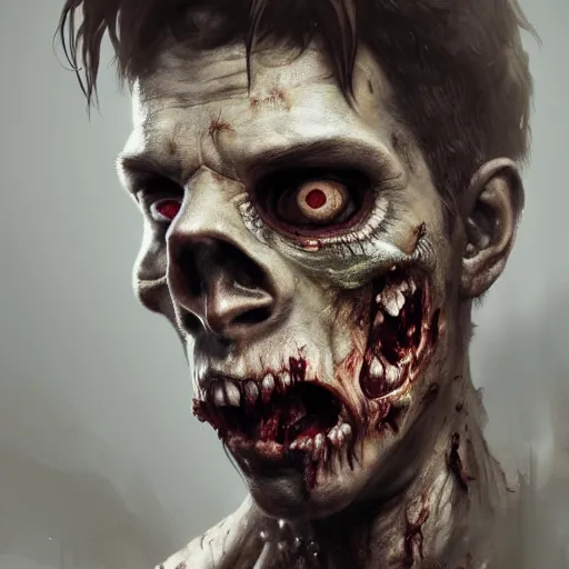 Prompt: painting painting of a male zombie, ultra realistic, concept art, intricate details, eerie, highly detailed, photorealistic, octane render, 8 k, unreal engine. art by artgerm and greg rutkowski and alphonse mucha