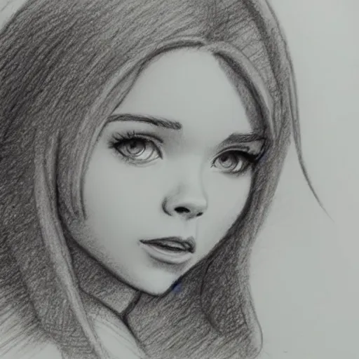 Image similar to milt kahl pencil sketch of chloe grace moretz as snow white