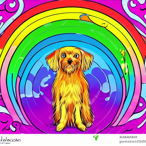 Image similar to portrait friendly cute happy stylish realistic rainbow pet. background in the style of art nouveau. lively. colorful. hd.