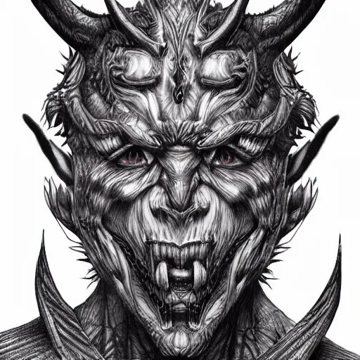 Prompt: ballpoint pen art of a demon by vaxo lang