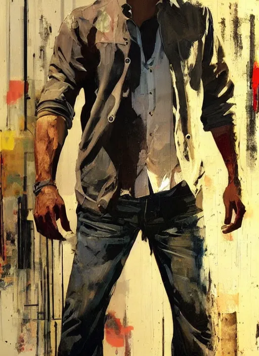 Image similar to trevor phillips gta v los santos, painting by phil hale, fransico goya,'action lines '!!!, graphic style, visible brushstrokes, motion blur, blurry, visible paint texture, crisp hd image