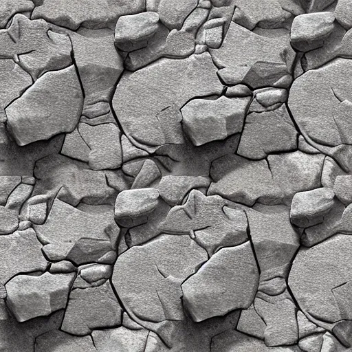 Prompt: Seamless realistic pbr tileable rock surface texture displacement map png, grayscale, substance designer height map