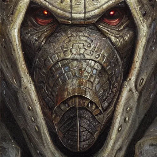 Image similar to snapping turtle as a realistic fantasy knight, closeup portrait art by donato giancola and greg rutkowski, realistic face, digital art, trending on artstation, symmetry!!
