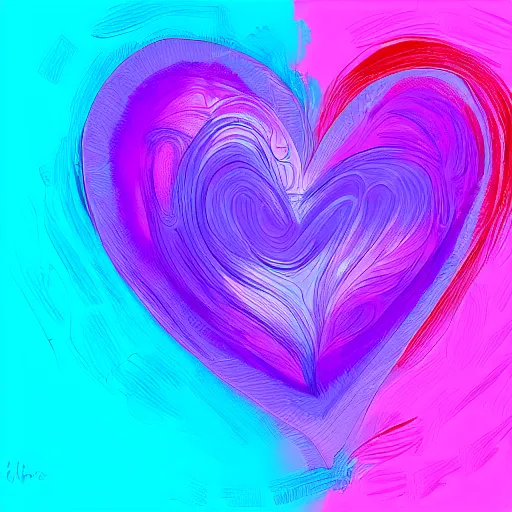 Image similar to a heart made of blue pink and purple in a digital art style, trending on art station, brush strokes, medium tones