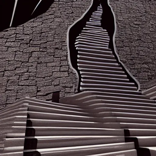 Image similar to a woman made of stairs, salvador dali, surreal, uncanny, high contrast, unreal engine