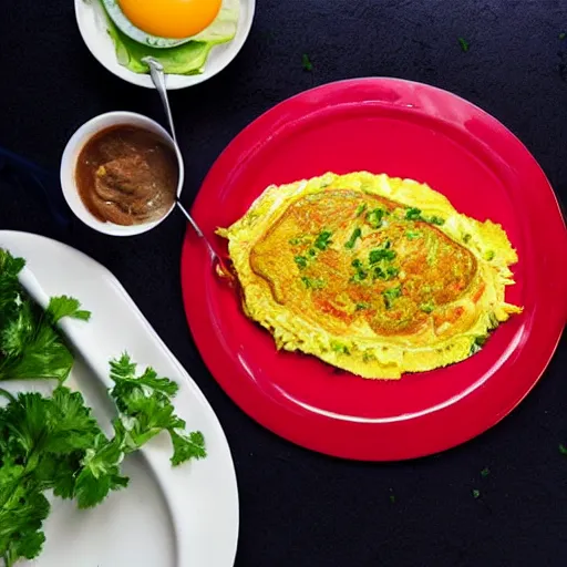 Prompt: Donald Trump omelette, food photography