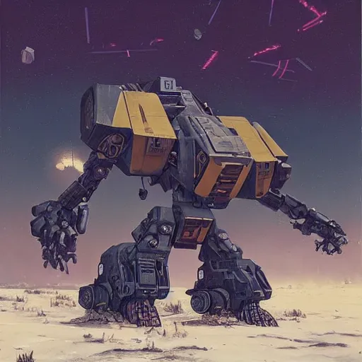 Image similar to atlas mech of mechwarrior by Simon Stålenhag, photorealistic