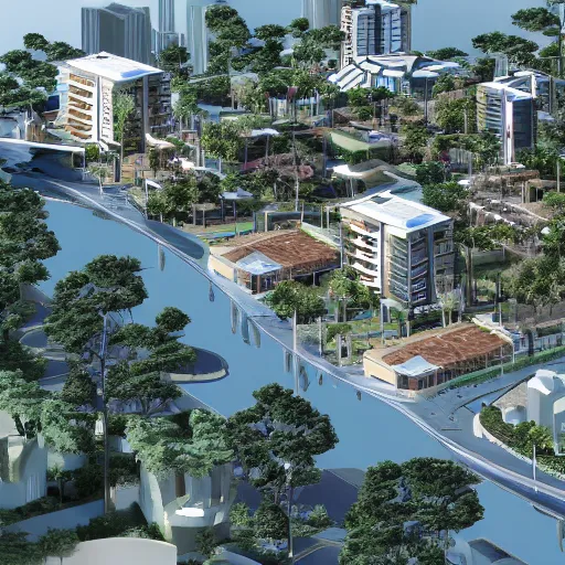 Image similar to a mixed-use walkable neighborhood based on Atlantis