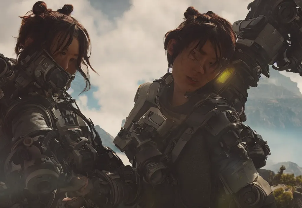 Prompt: vfx color film closeup, apex legends irl, low - key lighting award winning photography arri alexa cinematography, hyper real photorealistic cinematic beautiful, atmospheric