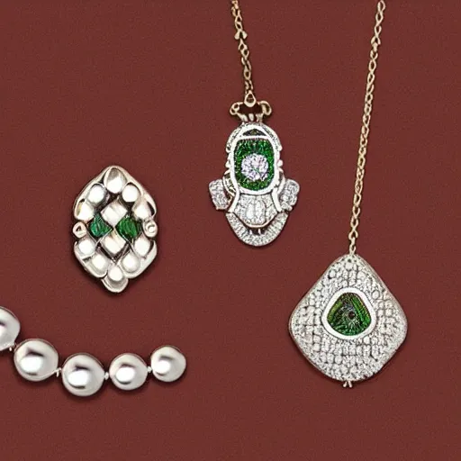 Prompt: jewelry inspired by Starbucks, , symmetrical, high detail, product photo