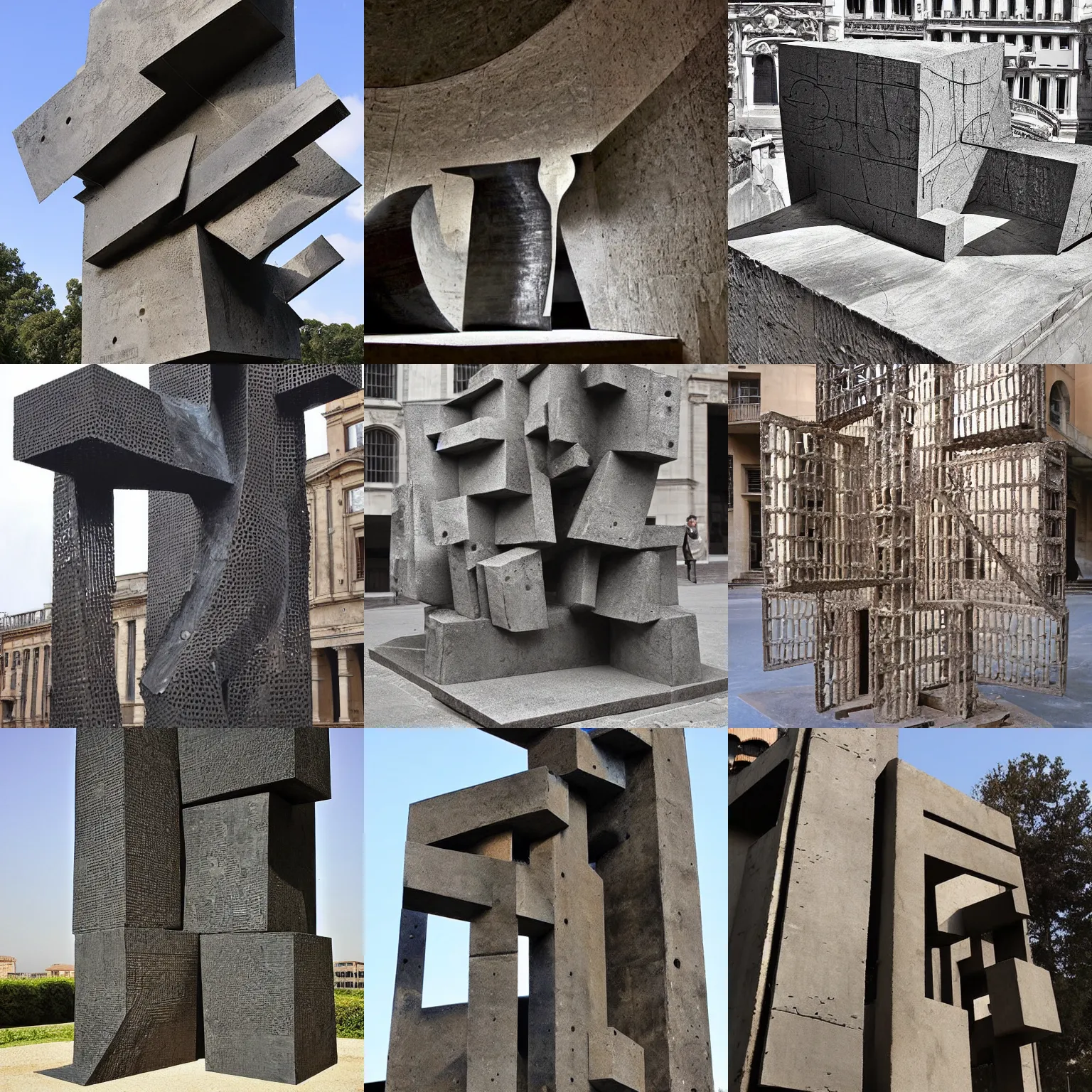 Prompt: Award-winning sculpture by ((Eduardo Chillida and)) Giovanni Battista Piranesi. Made of steel