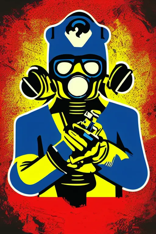 Image similar to fallout 7 6 retro futurist illustration art by butcher billy, sticker, colorful, illustration, highly detailed, simple, smooth and clean vector curves, no jagged lines, vector art, smooth andy warhol style