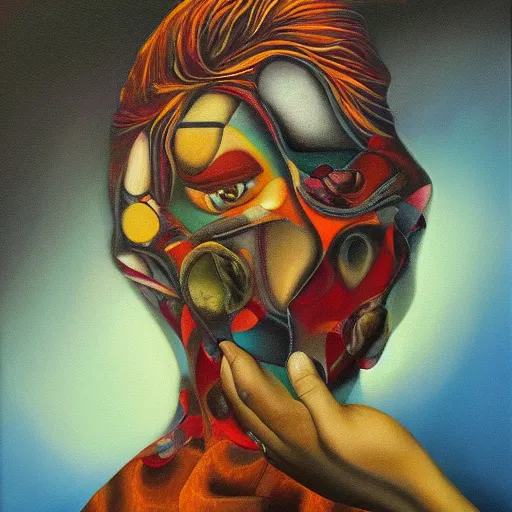 Image similar to a gamblers sorrow, surrealism, oil and acrylic on canvas, high detail