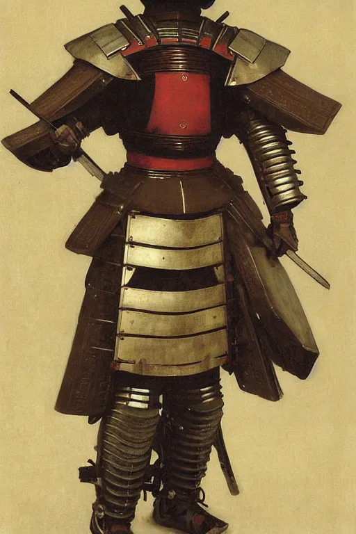 Image similar to a set of cyberpunk japanese samurai armor and helmet, by bouguereau