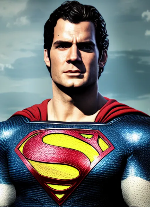 Prompt: An epic fantasy comic book style portrait painting of Henry Cavill as ‘Superman’, Unreal 5, DAZ, hyperrealistic, octane render, cosplay, RPG portrait, dynamic lighting