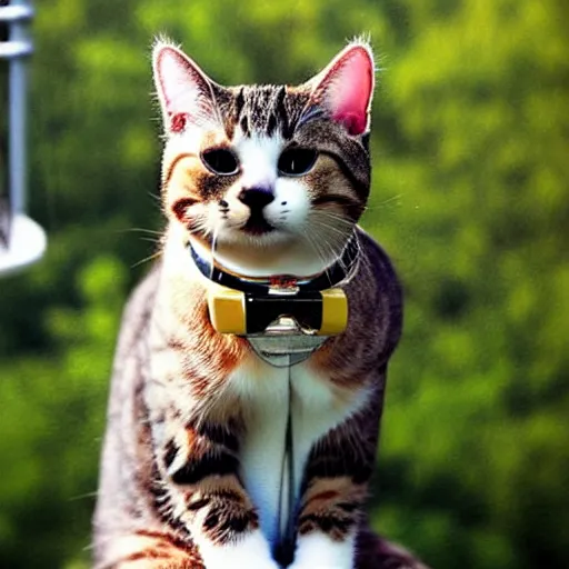 Prompt: !!! cat!!!, ( ferris wheel ), feline, sitting, riding, funny, award winning photo, realistic,