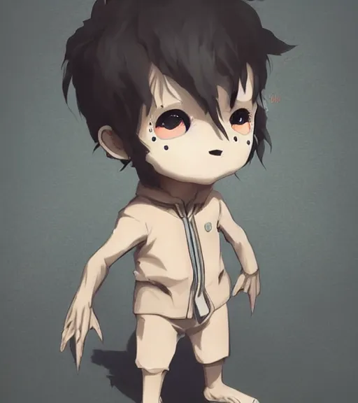 Prompt: cute little boy anime character inspired by jason voorhees, art by rossdraws, wlop, ilya kuvshinov, artgem lau, sakimichan and makoto shinkai, horror cinematic composition, anatomically correct, extremely coherent, realistic, mask, smooth, hd, black hair