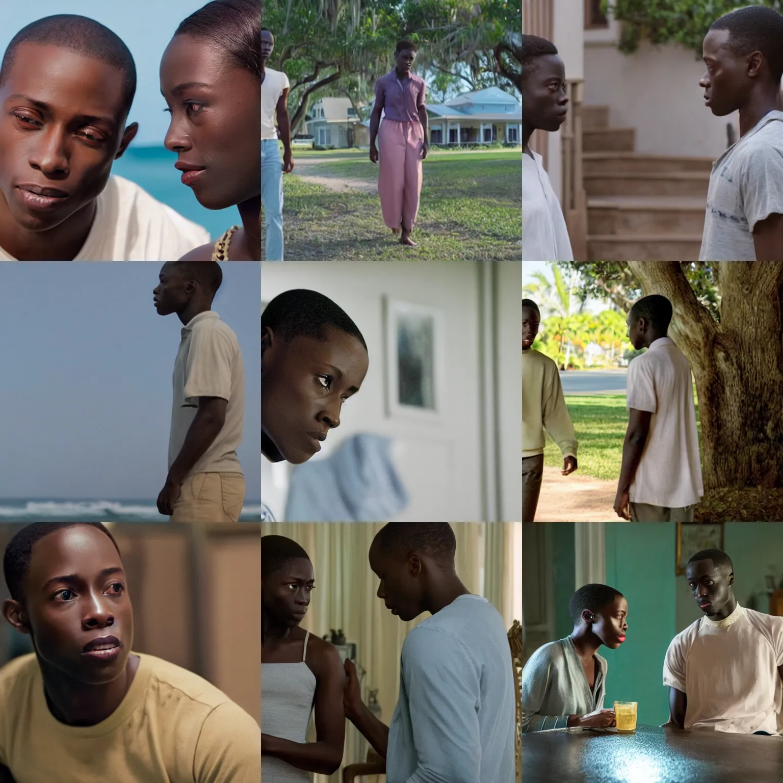 Prompt: a film still from moonlight ( 2 0 1 6 )